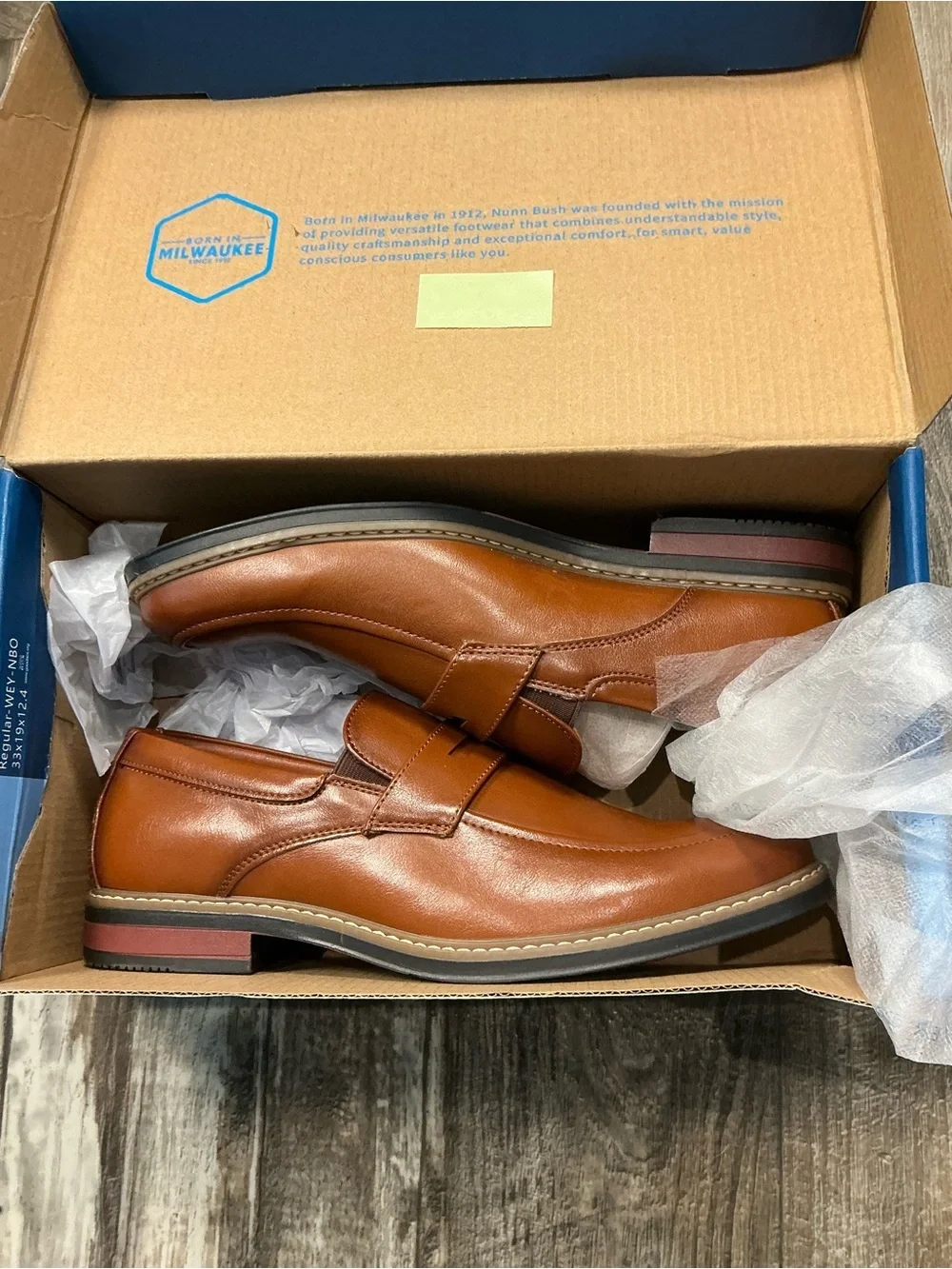 Nunn Bush Men's Cognac Leather Slip-On Loafers Size 8.5W